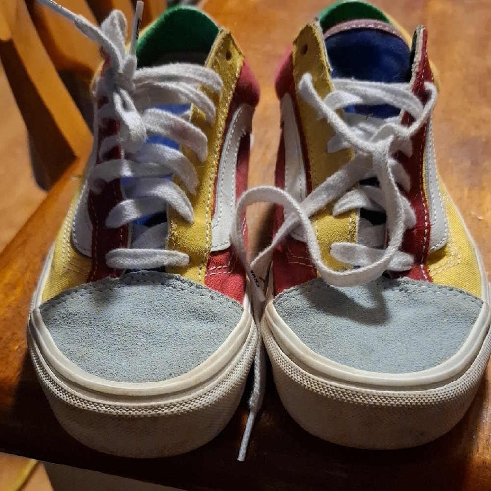 Vans Red and Yellow Sneakers Classic Skate Style
